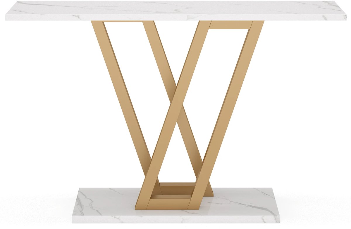 Mura Bijzettafel - Sidetable - Wandtafel - Haltafel - Halmeubel - Anti-Kras - Waterbestendig - 110cm Breed - Houten Blad - Wit