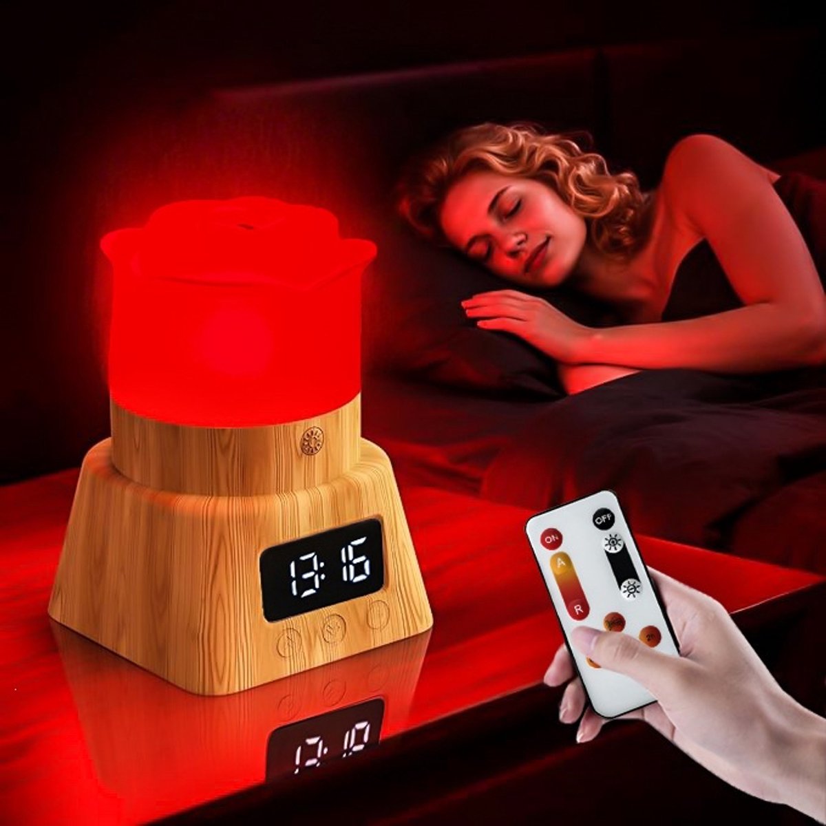 670nm Rood Slaaplampje | Bureau Lamp, Aanraak + Afstandsbediening, Voor Mediteren, Yoga en Reizen