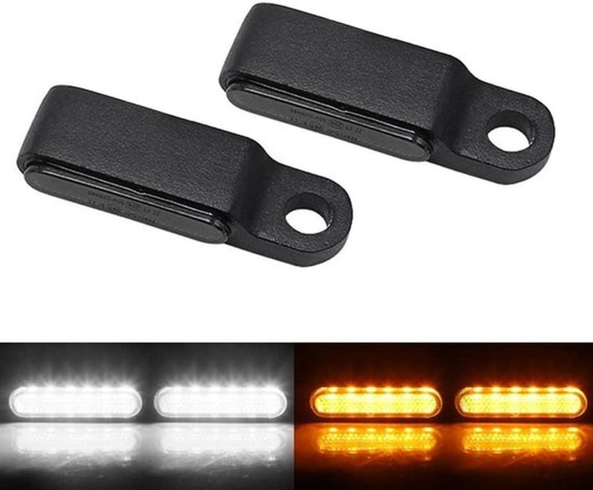 Motorfiets LED richtingaanwijzers - Mini - Geel wit - Stuurknipperlicht - Geschikt voor 12V - Geel Mini LED 12V motorfietssignaallamp, gele of witte LED-richtingaanwijzers, stuurknipperlicht.