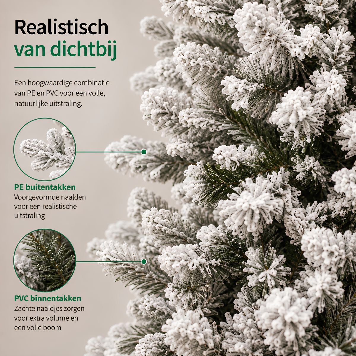 Black Box Trees Harma Pilaarvorm Kerstboom - Kunstboom met Besneeuwde Afwerking - Kerstversiering voor Binnen - Smal Model met 989 Takken - H230 x Ø69 cm - Groen Frosted – foto 7