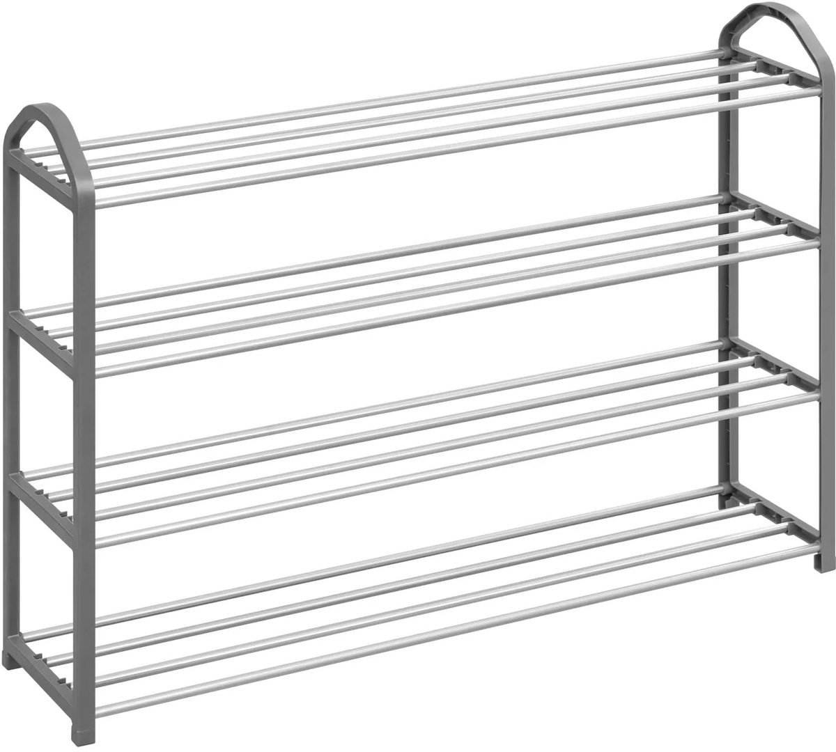 Klarven® Schoenenrek Grijs 4 levels - 4 niveaus, Ruimtebesparend, Eenvoudig te monteren zonder gereedschap - Roestvrij metalen frame, Afneembare planken - B 79 x D 19,5 x H 79 cm