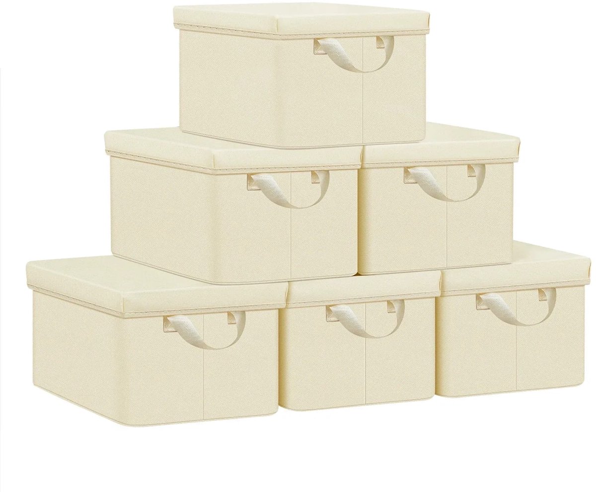 Opbergboxen met deksel 6 pieces - Opvouwbaar, stofbestendig, groot opslagvermogen - Set van 3 stuks