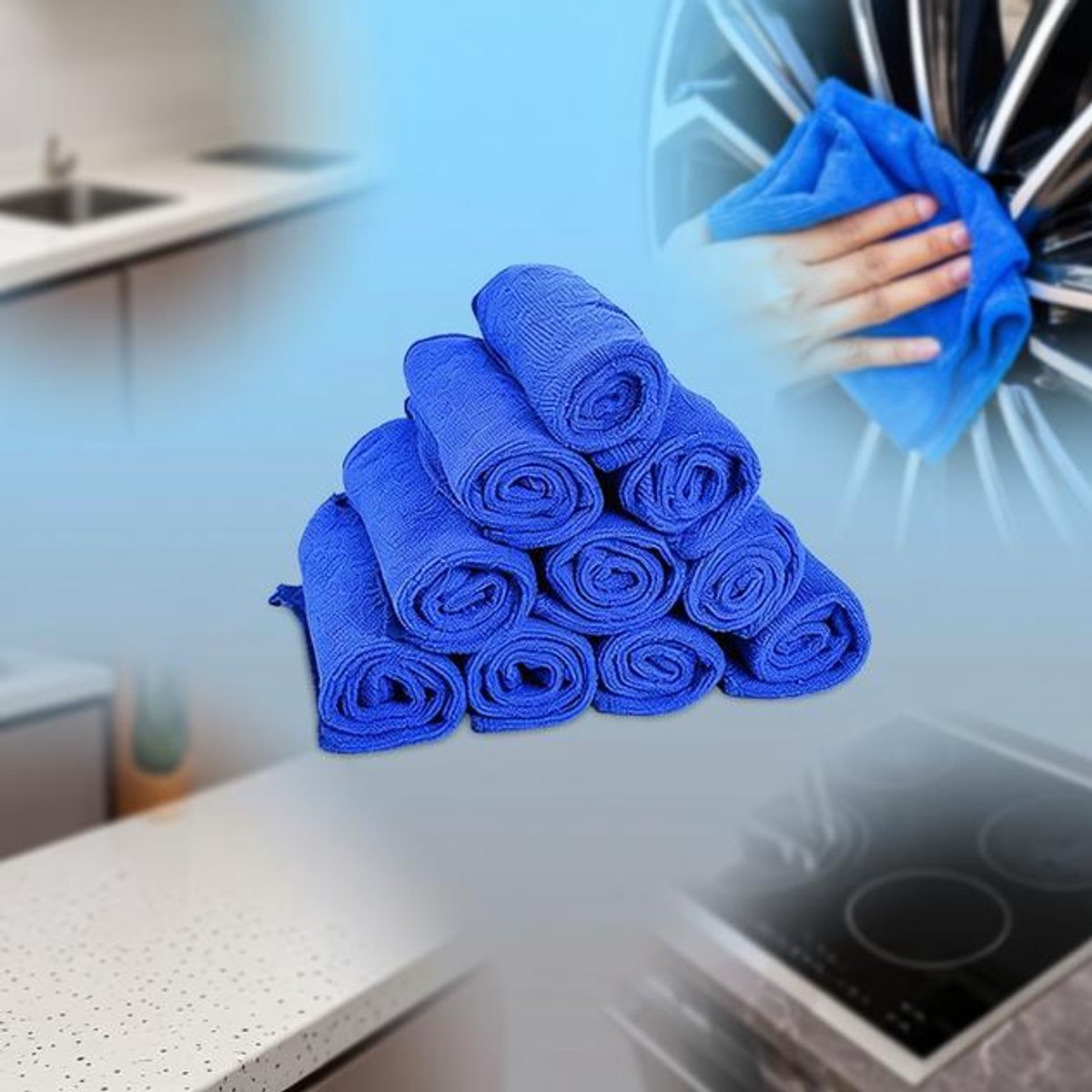 LoShop Microvezeldoeken 10 stuks – Autoreinigingsdoekjes, Pluisvrije Poetsdoeken, Super Absorberend, 30x30 cm