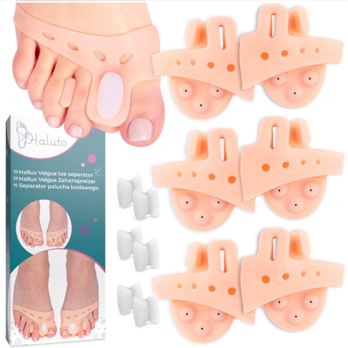 Set gelbanden met teenspreider en bunion Wig – 3 paar zachte en flexibele