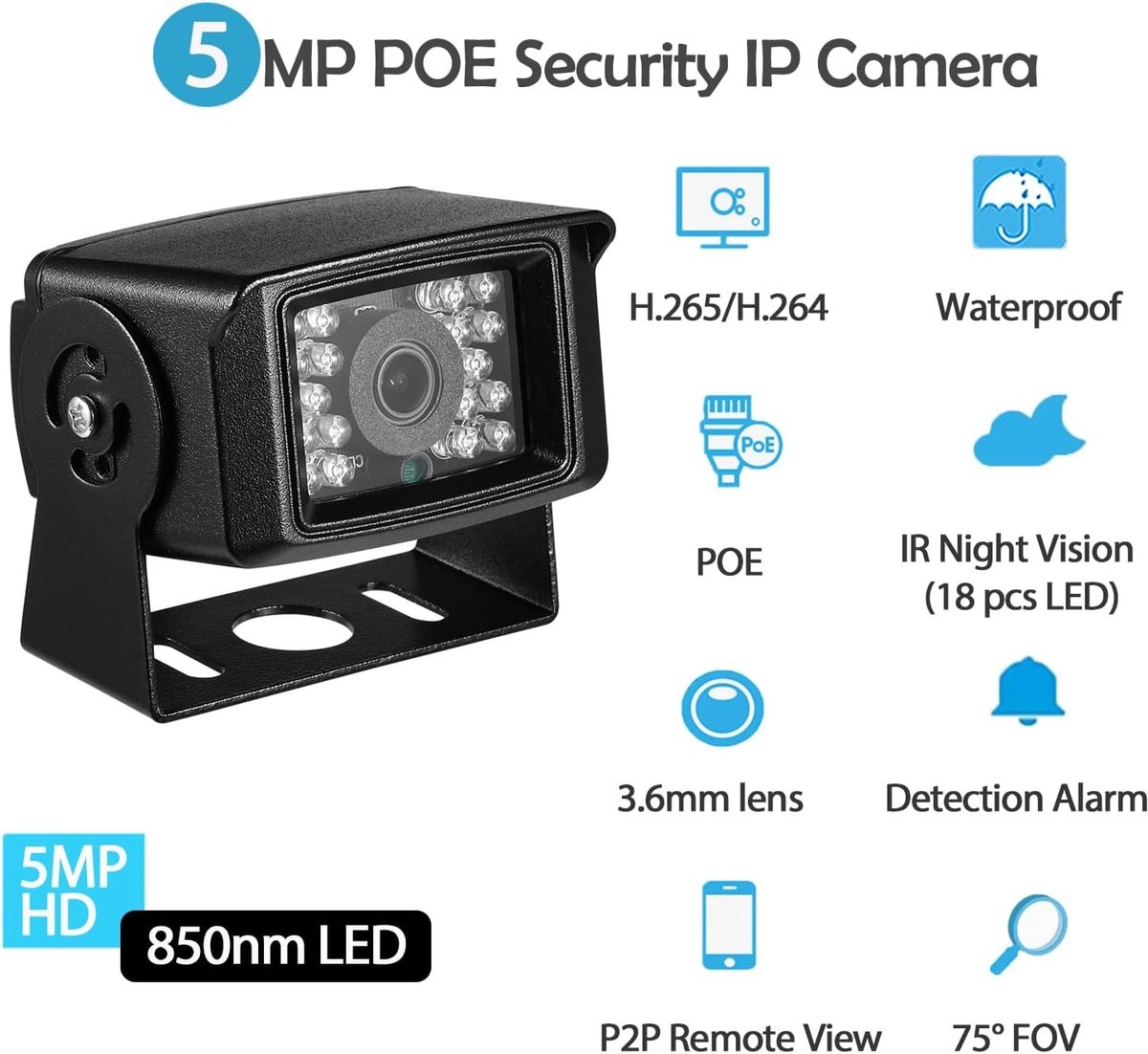 Verborgen camera - Zwart - 5 MP Ultra HD - Waterdichte IP65 Beveiligingscamera met Nachtzicht - Voor Binnen en Buiten