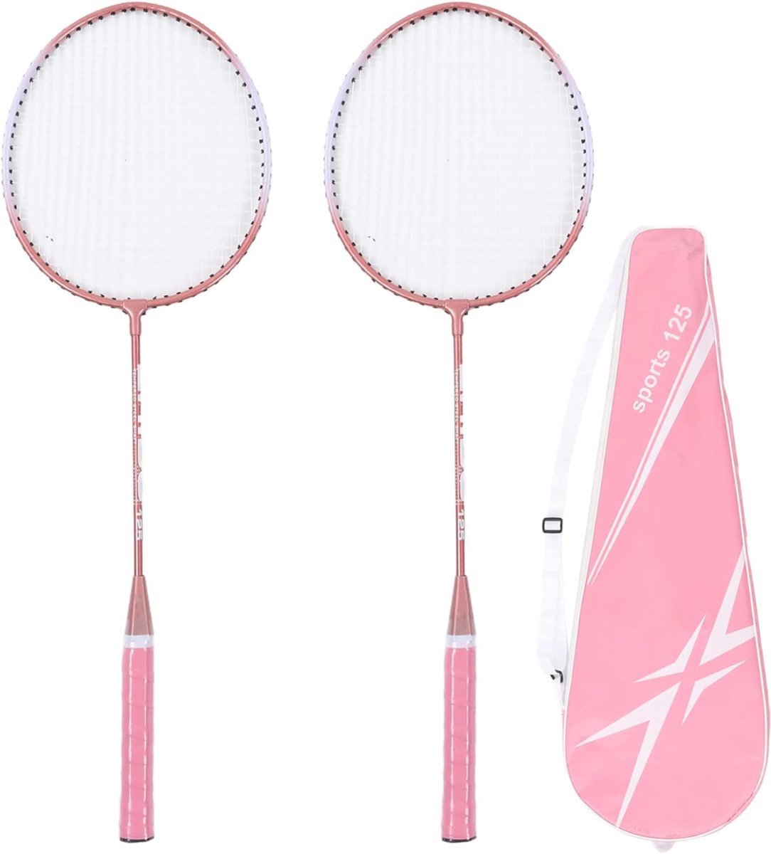 Lìon® Badminton Set - Badmintonset - Badmintonrackets - Badminton Shuttles - Pink - 65cm x 25cm x 1cm