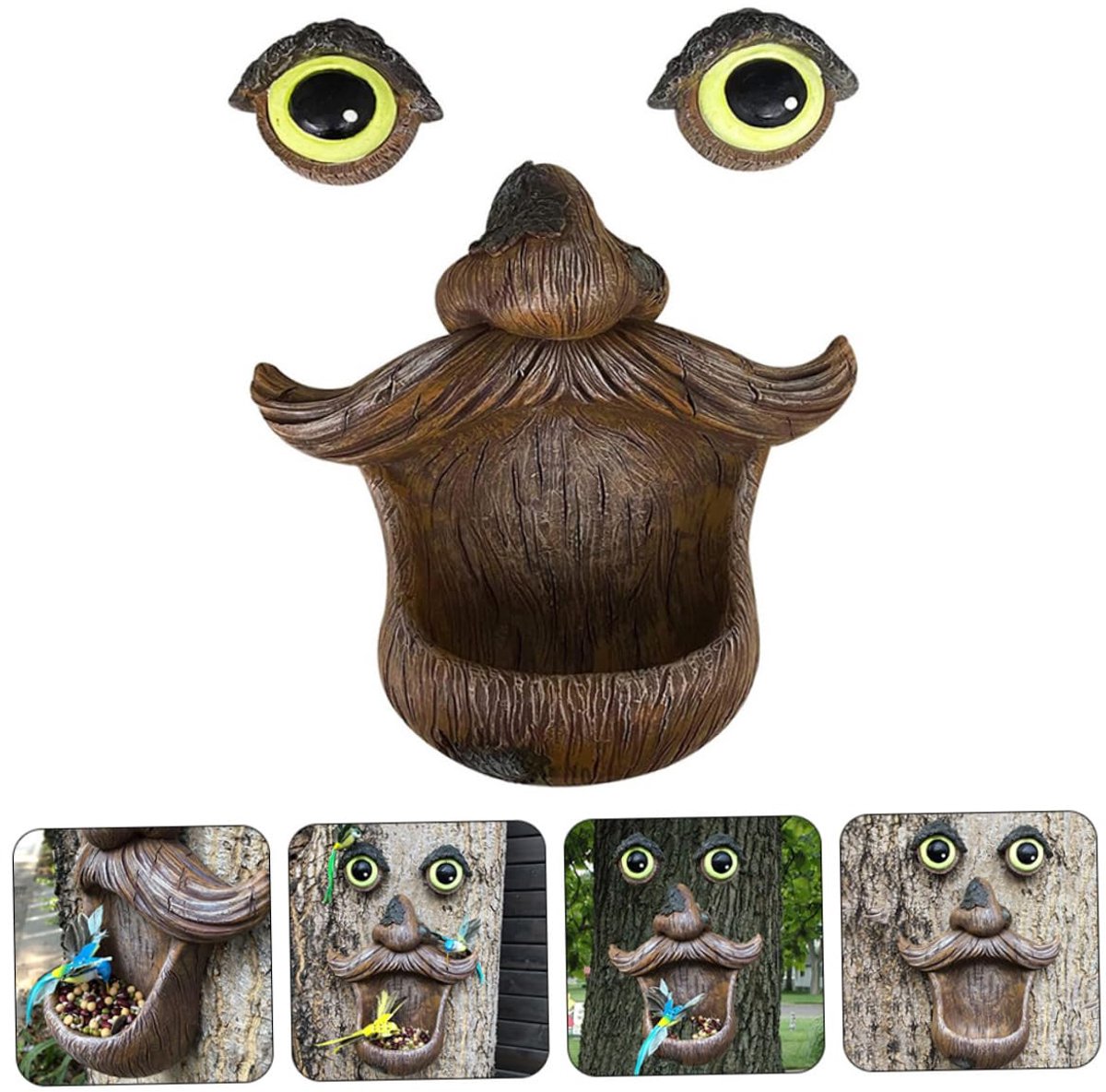 Namajunas - Vogelvoederhuisje - Boom gezicht vogelhuisje - Buiten decoratie wild vogel huisje - Vogelvoer silo - Sterk en duurzaam - Boom hanger - Tuin versiering - Creatieve decoratie