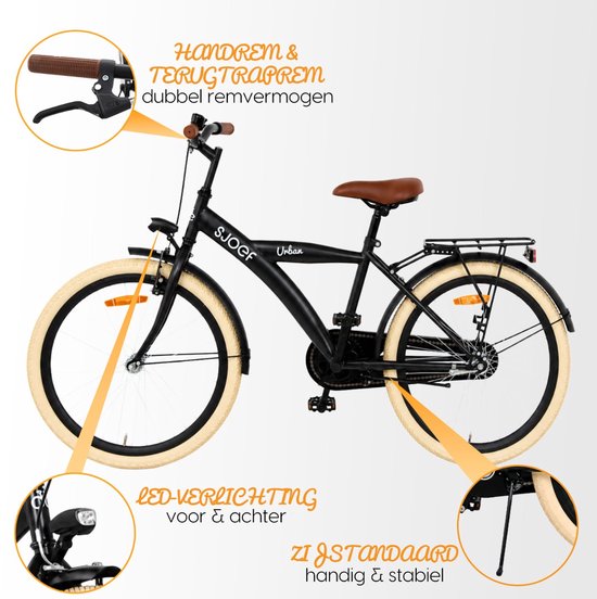 SJOEF Urban Jongensfiets 24 inch - Mat Zwart van SJOEF — afbeelding 5
