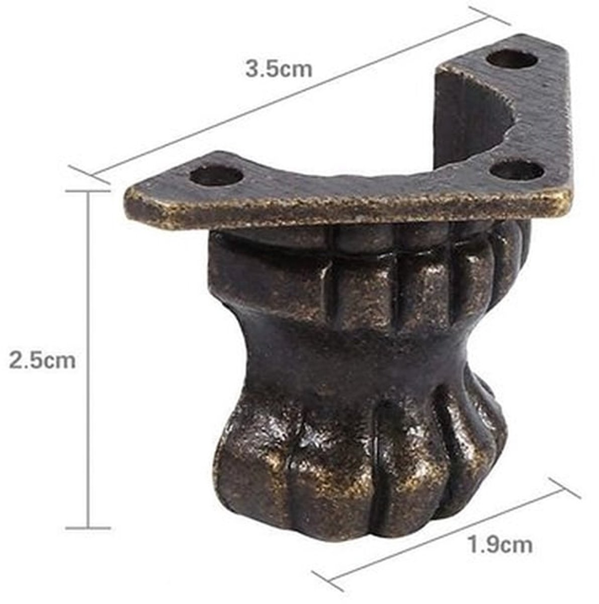 Hoekbeschermer Antiek Ontwerp - 4 Stuks - Zinklegering - Brons - Inclusief 12 Schroeven - Afmetingen 3,5 x 2,5 cm - Meubelbeschermer