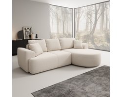 Meubella - Palladio - Hoekbank 3-zits - Stof beige - Rechts