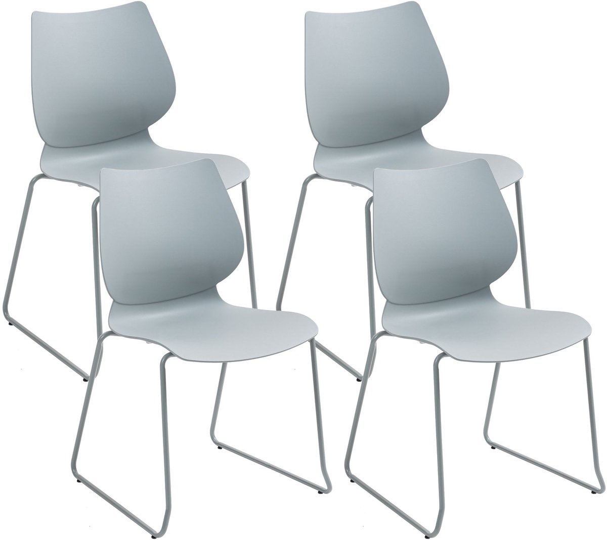 CLP Houma Set van 4 Eetkamerstoelen - Stapelstoel - Metaal - Kunststof/grijs