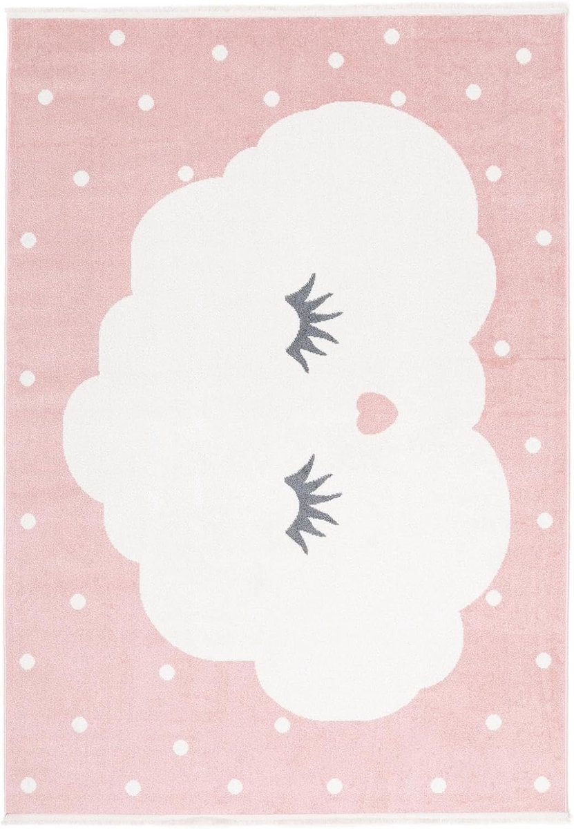 Sweet dreams, Kinderkleed, Moderne, 100 x 160 cm, Rechthoekig, Laagpolig, Kinderkamer, Machinewas, Zonder gevaarlijke chemicaliën, Roze