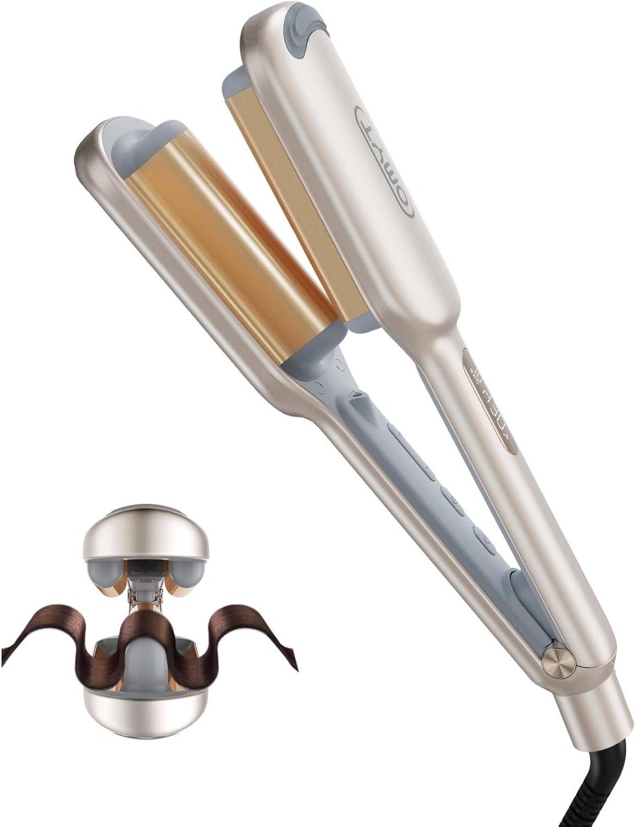 Haar Krultang - Waver Crimper Golfijzer - Snel Stijlen - Keramische Toermalijn Coating - 25mm Tubes - Goud