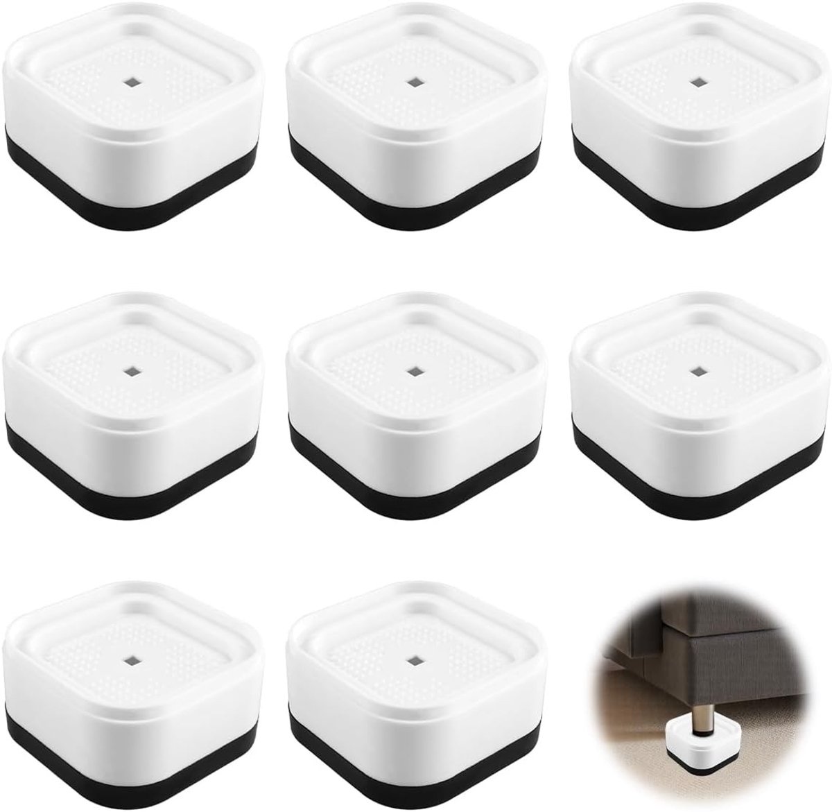 8 Stuks Meubelverhogers met Antislip Onderlegger, Hoogte 3,5 cm, Ideaal voor Wasmachines, Tafels en Banken, Stapelbaar en Duurzaam