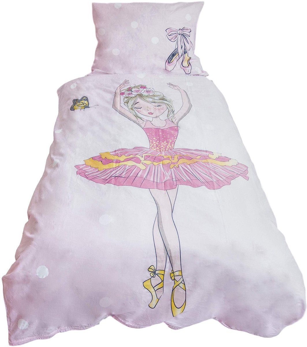 Dekbedovertrek voor kinderen, Ballerina, 140 x 200 cm, Kussensloop 70 x 90 cm, 100% katoen