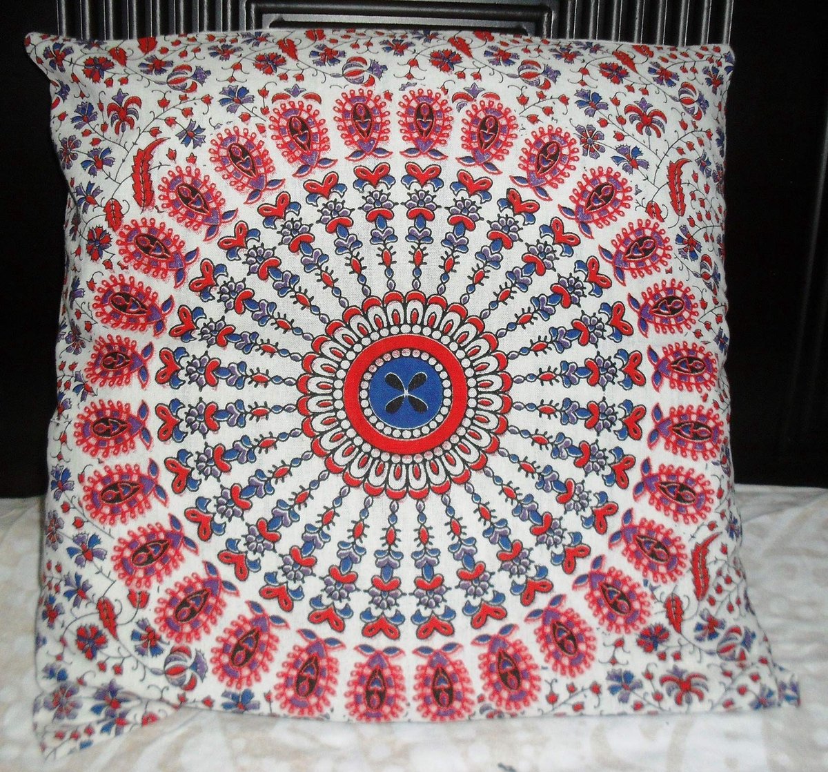 Kussenhoes, Indiase poef, pompon buiten, mandala, veelkleurig, vierkante kussensloop, boho kussensloop, huisdierbeddengoed, woonkamer, decoratieve kussenslopen (10) (20)