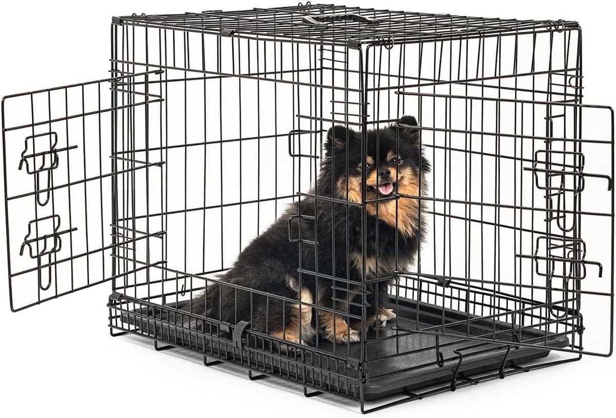 Hondenkooi - Transportbox Dier - Veilig Vervoer - Inclusief Bodemplaat - 61x44x51 cm - Zwart