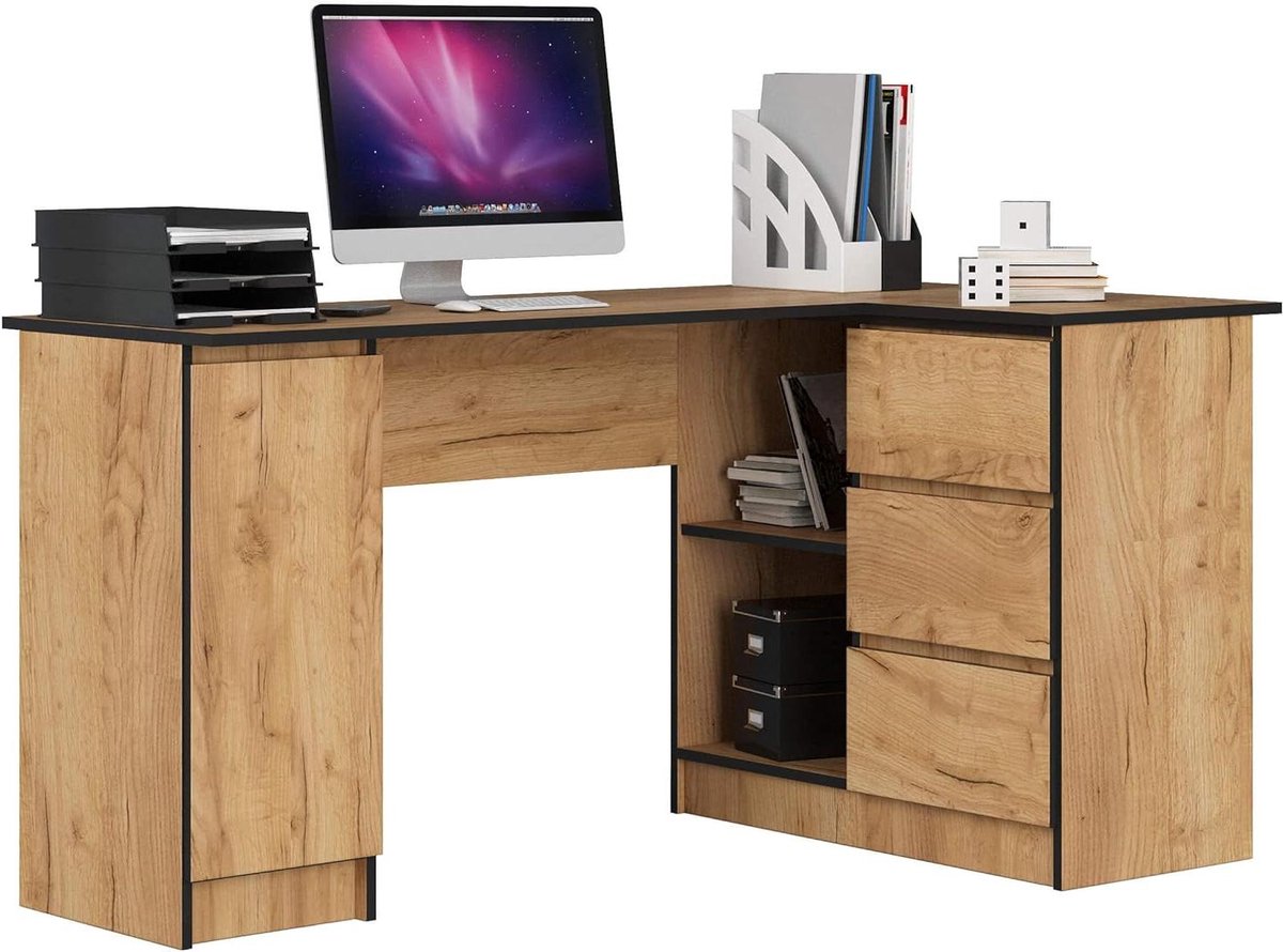Hoekbureau met lades - Werkplek bureau - Thuiswerken organiseren - Rek links of rechts