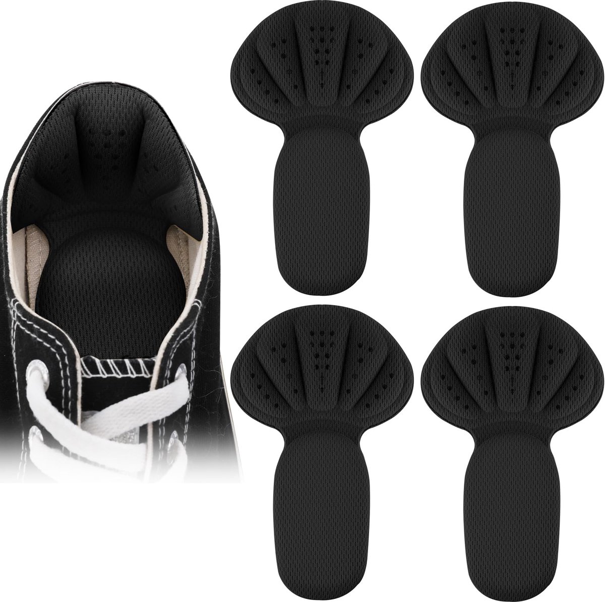 2-In-1 Spons Hiel Kussen Hielgrepen Schoenen Pads 2 Paar Zelfklevende Hielkussen Inzetstukken Voor Schoen Te Groot Zachte Mesh Hielgrepen Pads Dikke Ruginlegzolen Anti-Blister Schoenvoeringen