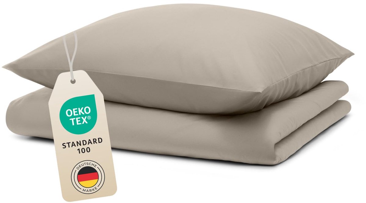 beddengoed 140 x 200cm & kussensloop 80 x 80cm & superzachte dekbedovertrekset, 2&delig,Taupe