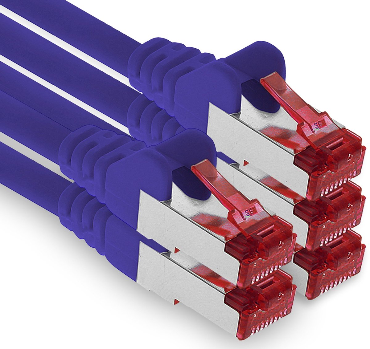 1aTTack.de - 5x 10m CAT6 Patchkabel S/FTP PIMF Afgeschermde CAT.6 RJ45 Netwerkkabel Ethernetkabel DSL LAN Router Switch Modem Patchpaneel - Violet - 5 stuks
