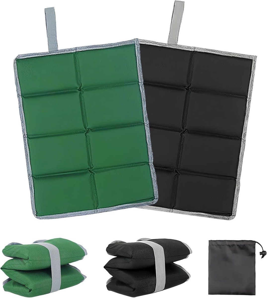 2 Stuks Outdoor Opvouwbare Zitkussens Zitmat | Thermo-Zitmat Opvouwbaar met 1 Opbergtas, Waterdichte Outdoor Opvouwbare Zitmat, voor Picknick Buiten, Wandelen, Kamperen