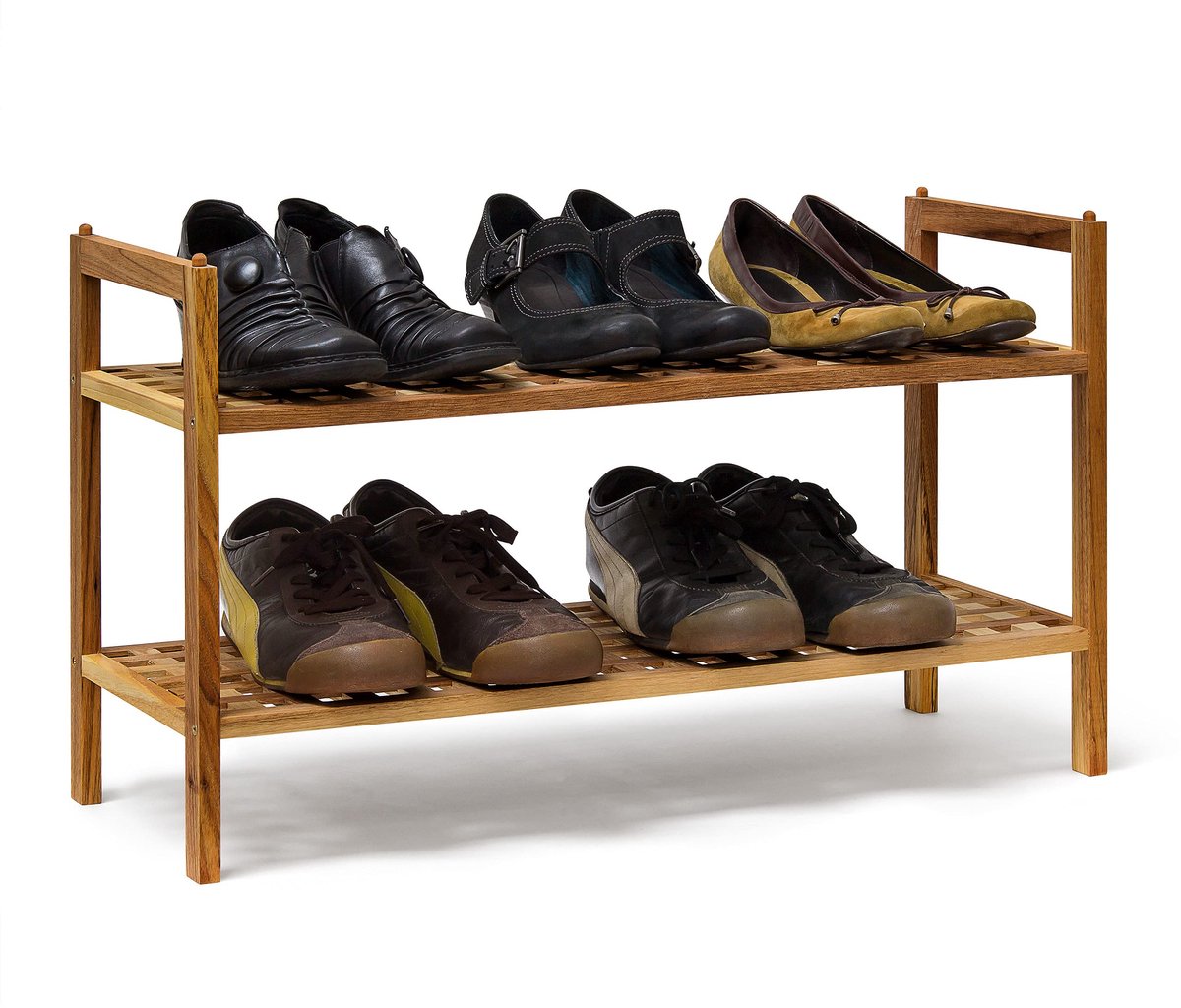2x schoenenrek stapelbaar, hout, 2 laags, voor ca. 6 paar schoenen, HBD: 40,5 x 69 x 26 cm, schoenenkast hal