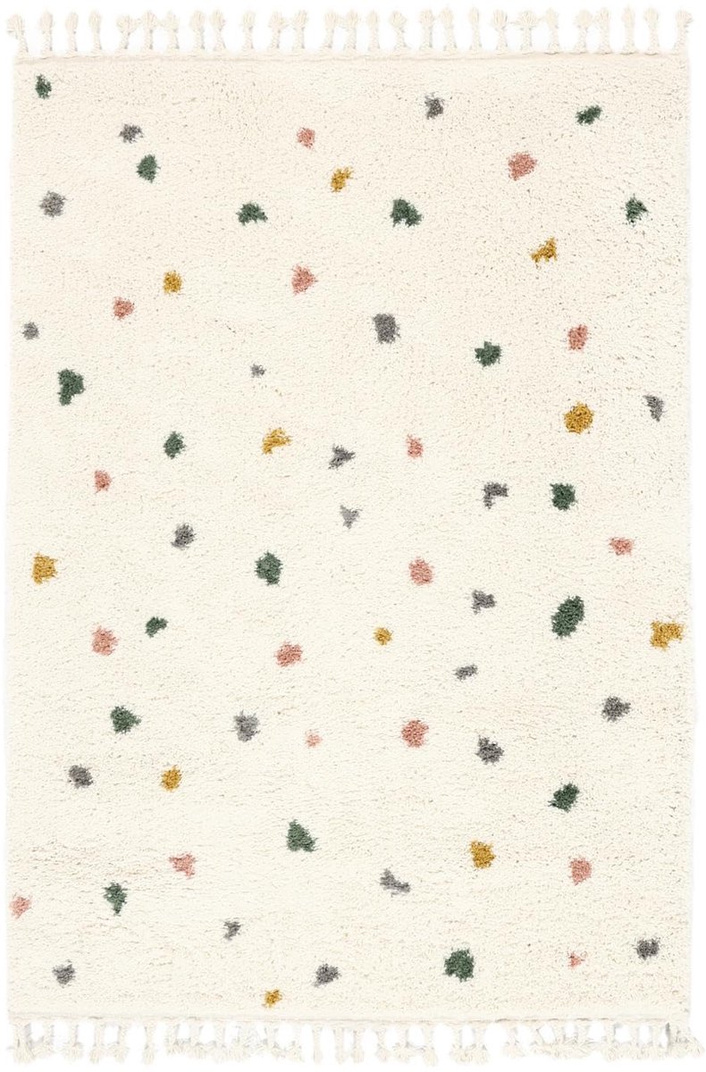 Confetti, Kinderkleed, Moderne, 140 x 200 cm, Rechthoekig, Middelpolig, Kinderkamer, Alleen chemisch reinigen, Zonder gevaarlijke chemicaliën, Off Wit