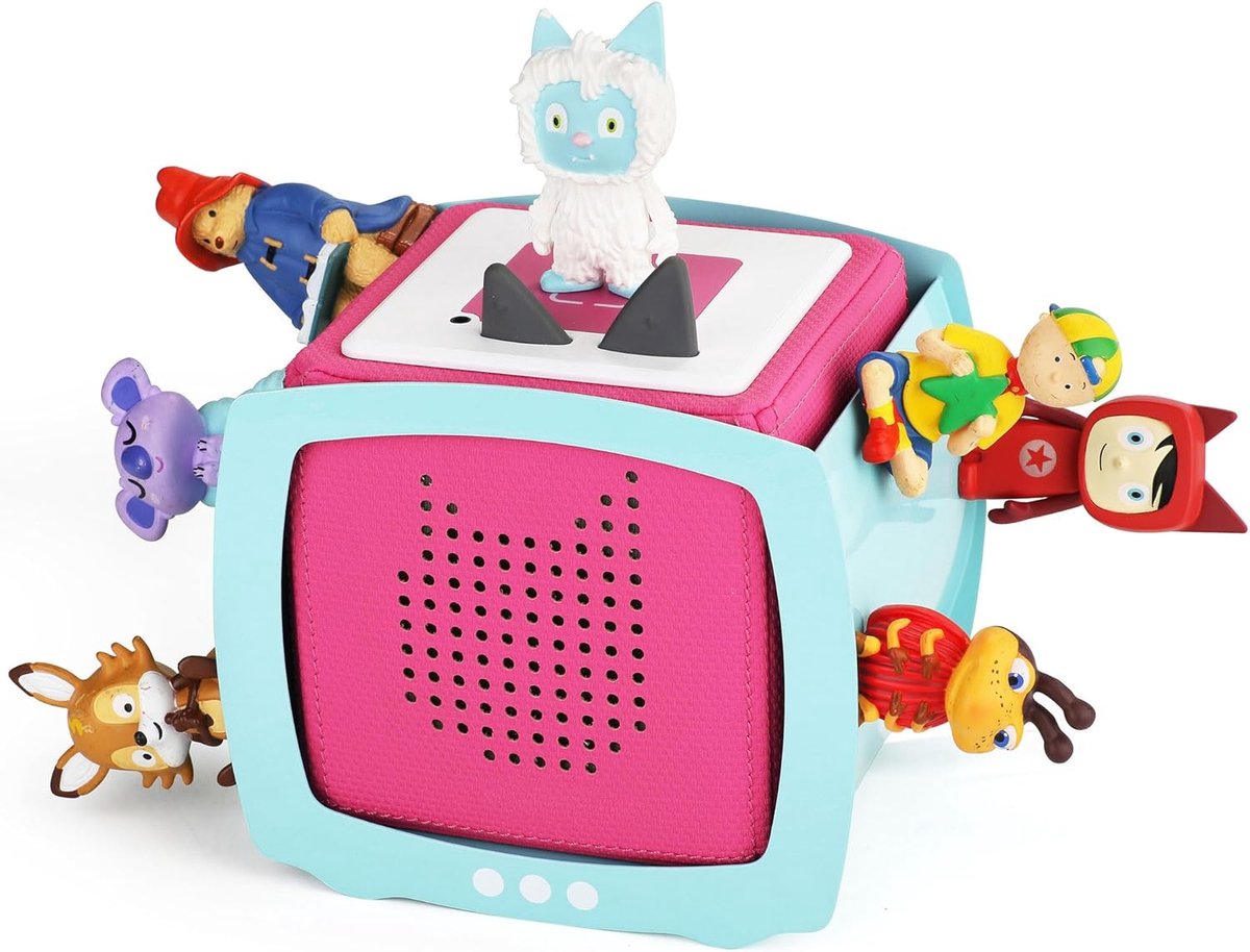 Tonie-rek in retro tv-vorm, volledig magnetisch Toniebox-rek voor 25-30 figuren + box, wandrek voor Toniebox