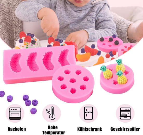 siliconen vorm, fruitvormige geleivormen, 7 stuks vormen voor het maken van kaarsen, fruitvormige roze, kaarsvormen, handgemaakte siliconen bloemvormen, chocoladevorm, fondantvorm — afbeelding 3