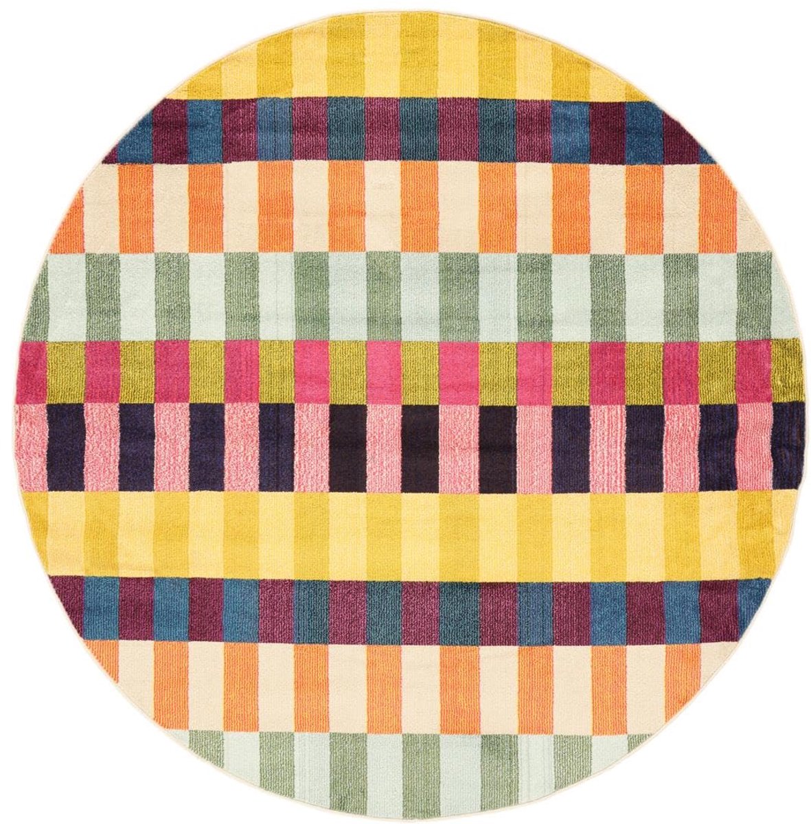 Vloerkleed, Moderne, Ø 200 cm, Rond, Middelpolig, Woonkamer, Slaapkamer, Alleen chemisch reinigen, Veelkleurig