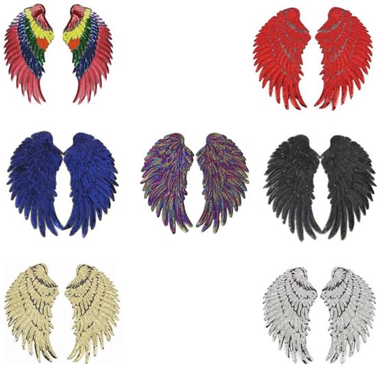 Golden crown - Borduurwerkpatches Set - Pailletten Engel Vleugels