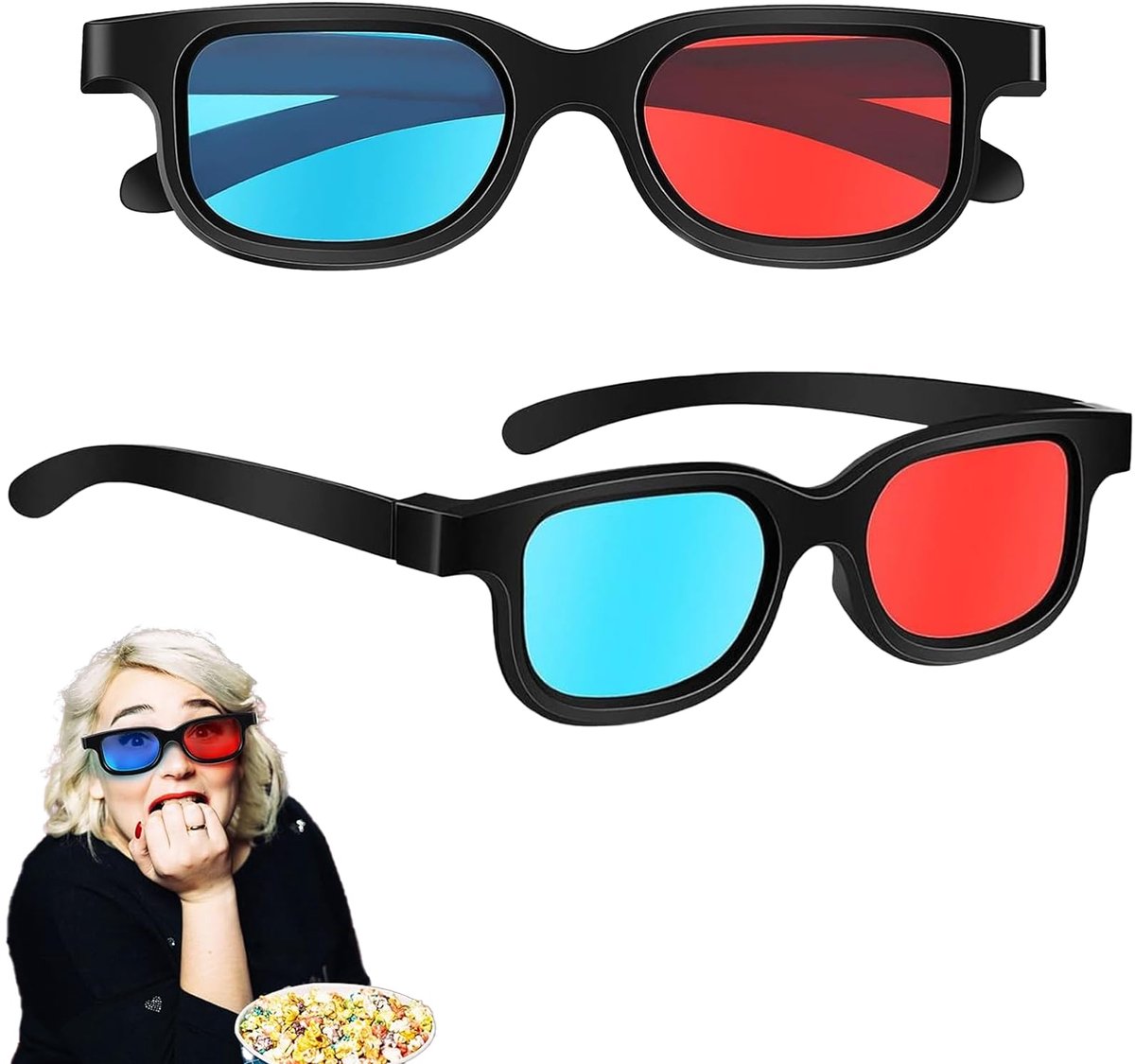 3D-tv-bril, tweedelige stereobril, 3D-bril voor films, games, televisie en bioscopen (blauw en rood)