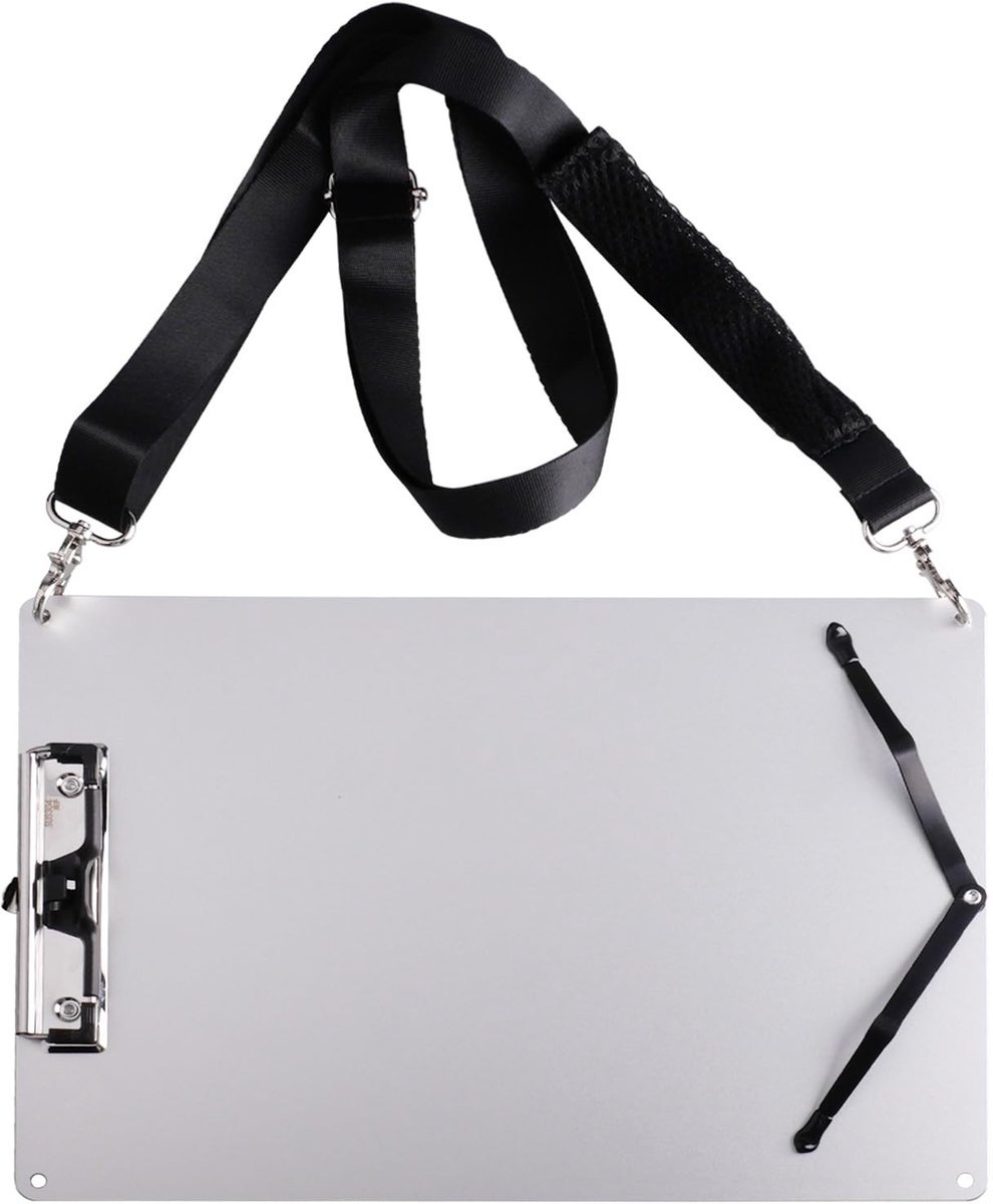 Dailygoods- Klembord A4 Aluminium - Verstelbare Schouderriem - Rubber Metalen Clip - Ideaal voor Werkplaatsen - Roestbestendig - Afmetingen 33 x 23,5 x 0,2 cm - Clipboard