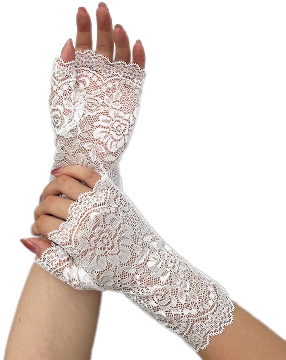 Dailygoods- Handschoenen Vingerloos - Kanten Handschoenen - Vintage Wanten - Bruiloft/Feest - Ademend/Elastisch - Hoogwaardig Materiaal - Vingerloze Handschoenen