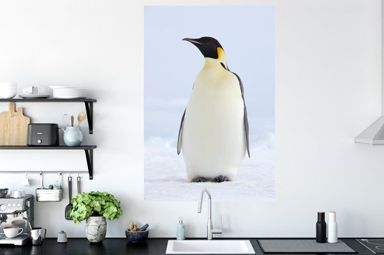Sticker Muursticker Pingouins - Tirage photo Manchot empereur - 80x120 cm - Feuille adhésive autocollante - Sticker mural repositionnable