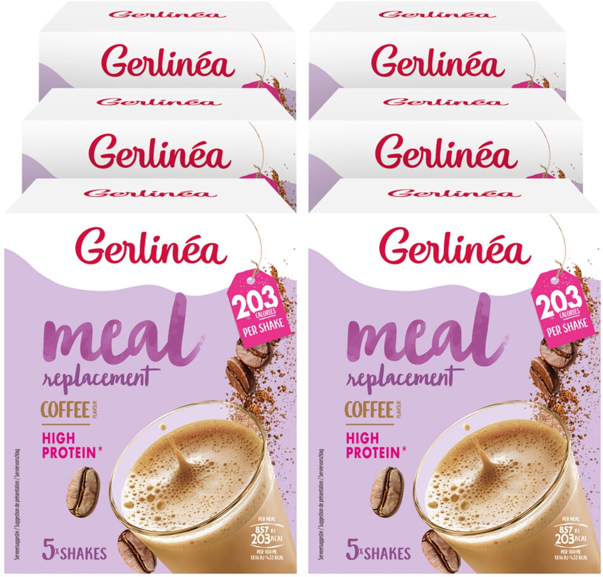 Gerlinea Maaltijdvervanger Koffie - 6 x 5 x 30 gr - Voordeelverpakking