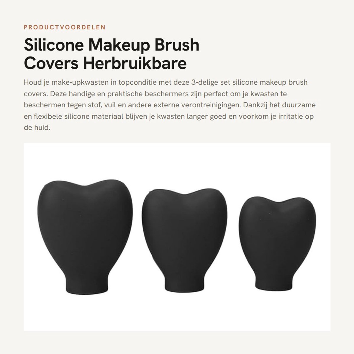Dailygoods- Makeup Borstelcovers - 3 Stuks - Siliconen - Antistof - Herbruikbaar - Flexibel - Bescherming voor Borstels - Borstelbeschermers