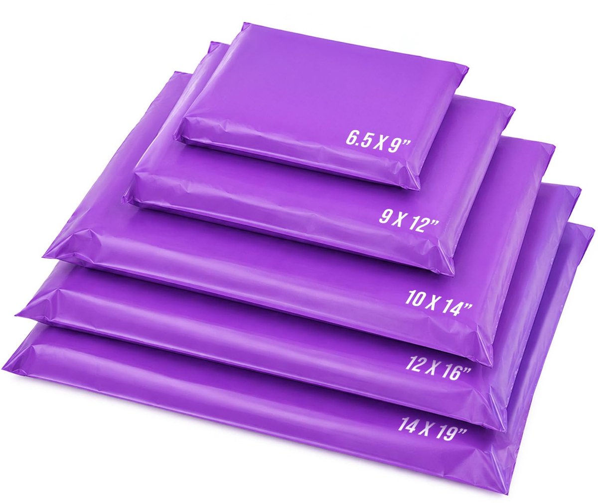 50 gemengde mailing poly post zelf seal zakken 5 maten 10 van elke rode sintel kleine tot grote postzakken port verpakking mailers (Paars)