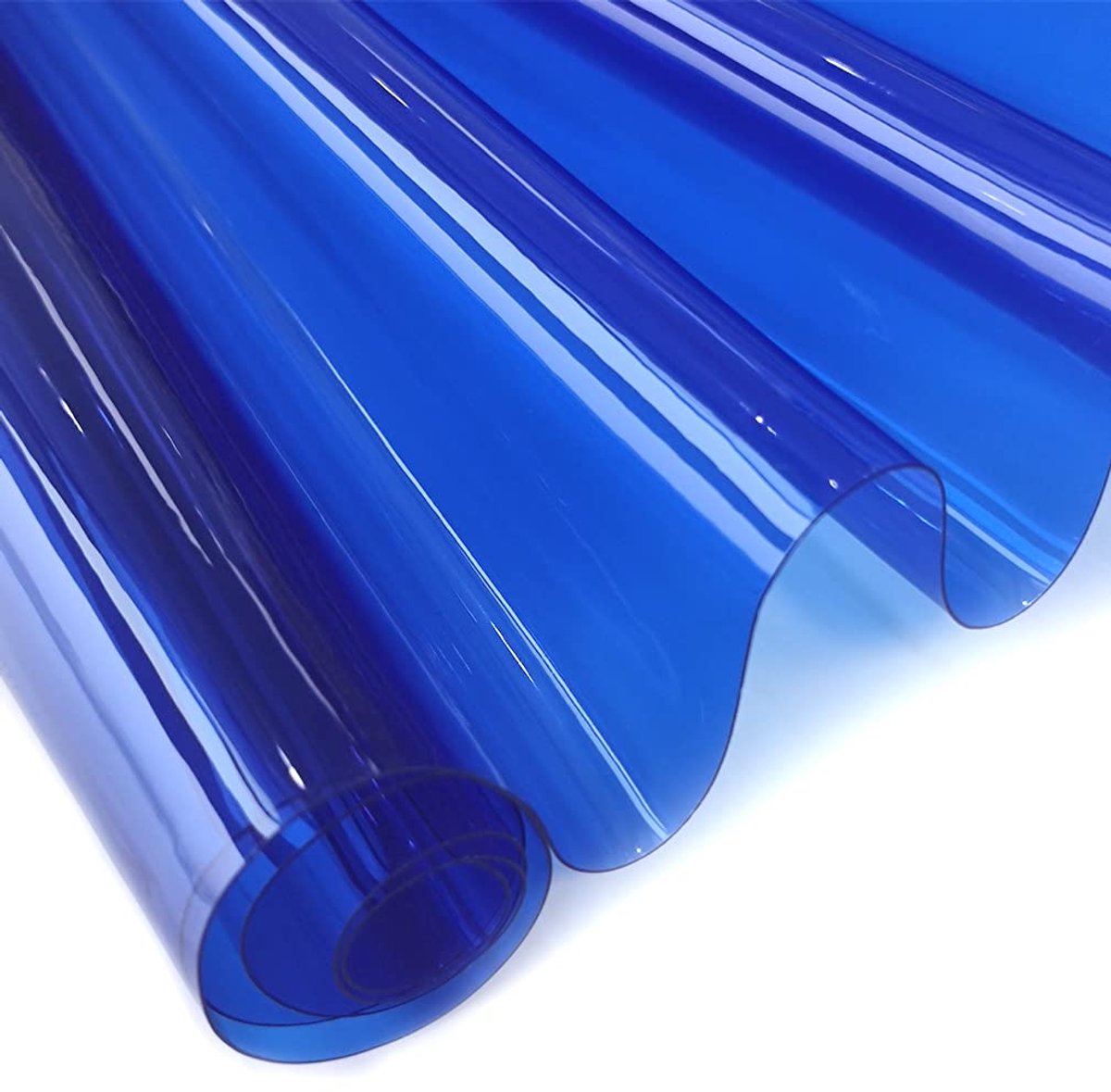 30x135cm transparant PVC vinyl, 0,4mm neon effen kleur waterdicht spiegelfolie voor het maken van handtassen, strikken, DIY decor, blauw