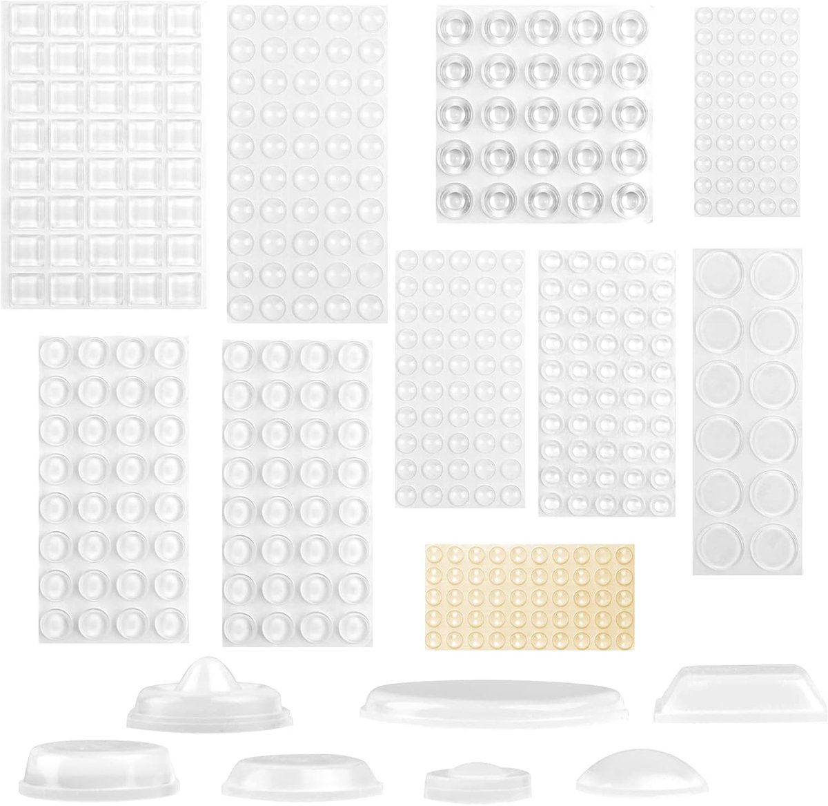 rubberen buffers, 389 stuks transparante beschermbuffers in 9 maten en stijlen, deurbuffers, elastische buffers, zelfklevende pads, stopbuffers, meubelbumpers voor deuren, kasten, laden