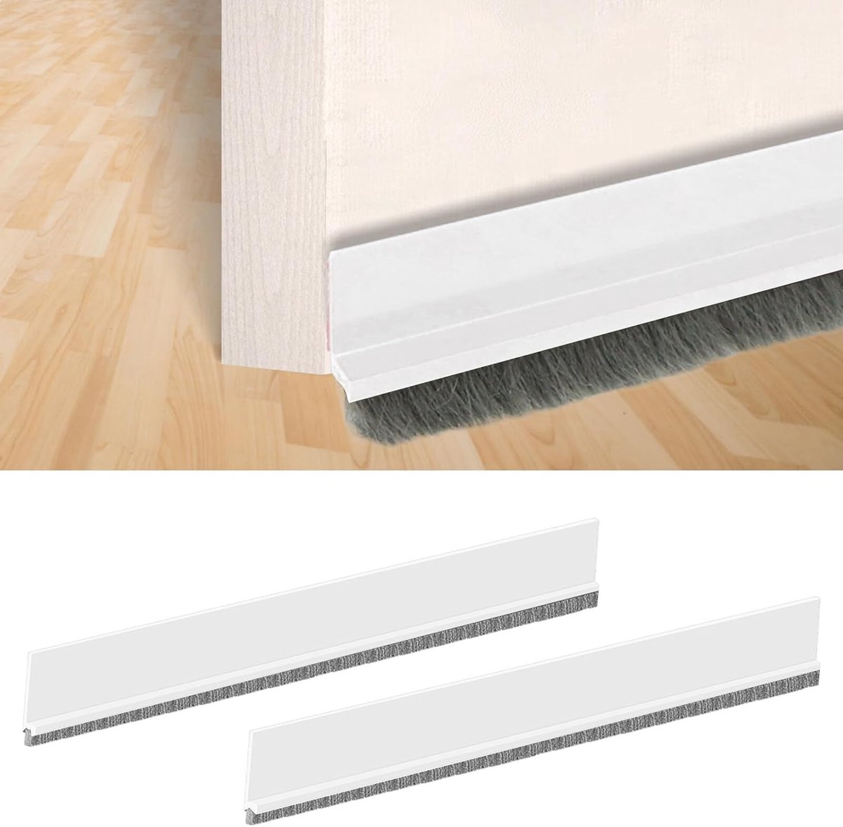 - 2 stuks tochtstrip, weerstrip, zelfklevend, op maat gesneden - deurbodemafdichting (5 x 100 cm, wit)