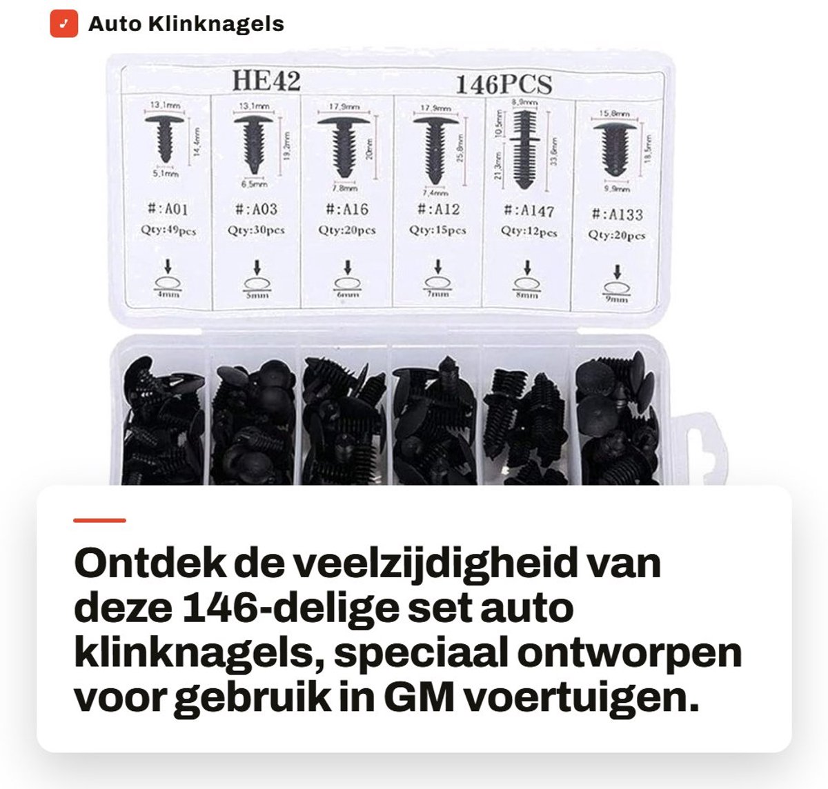 Dailygoods- Klinknagels 146 Stuks - Bevestigingsmiddelen - Push Type - Nylon - Auto - Trim Kit - Bevestigingsclips