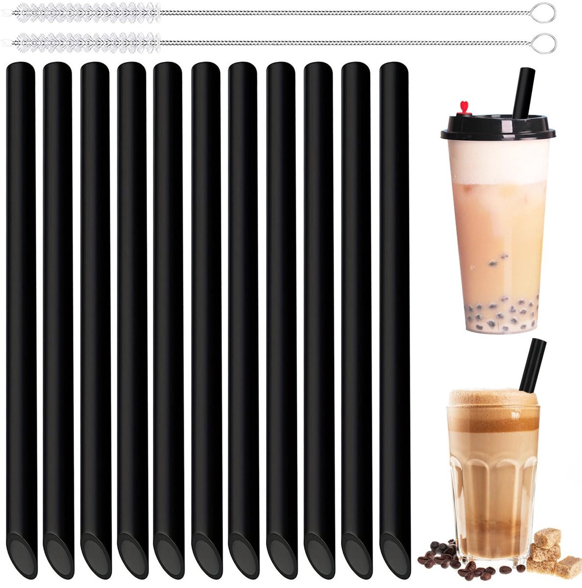 Dailygoods- Rietjes 20 Stuks - Herbruikbaar - Rietjesbeker - Rietjes Borstel - Temperatuurbestendig - Corrosiebestendig - Compatibel met Stanley Cup - Drinkrietjes