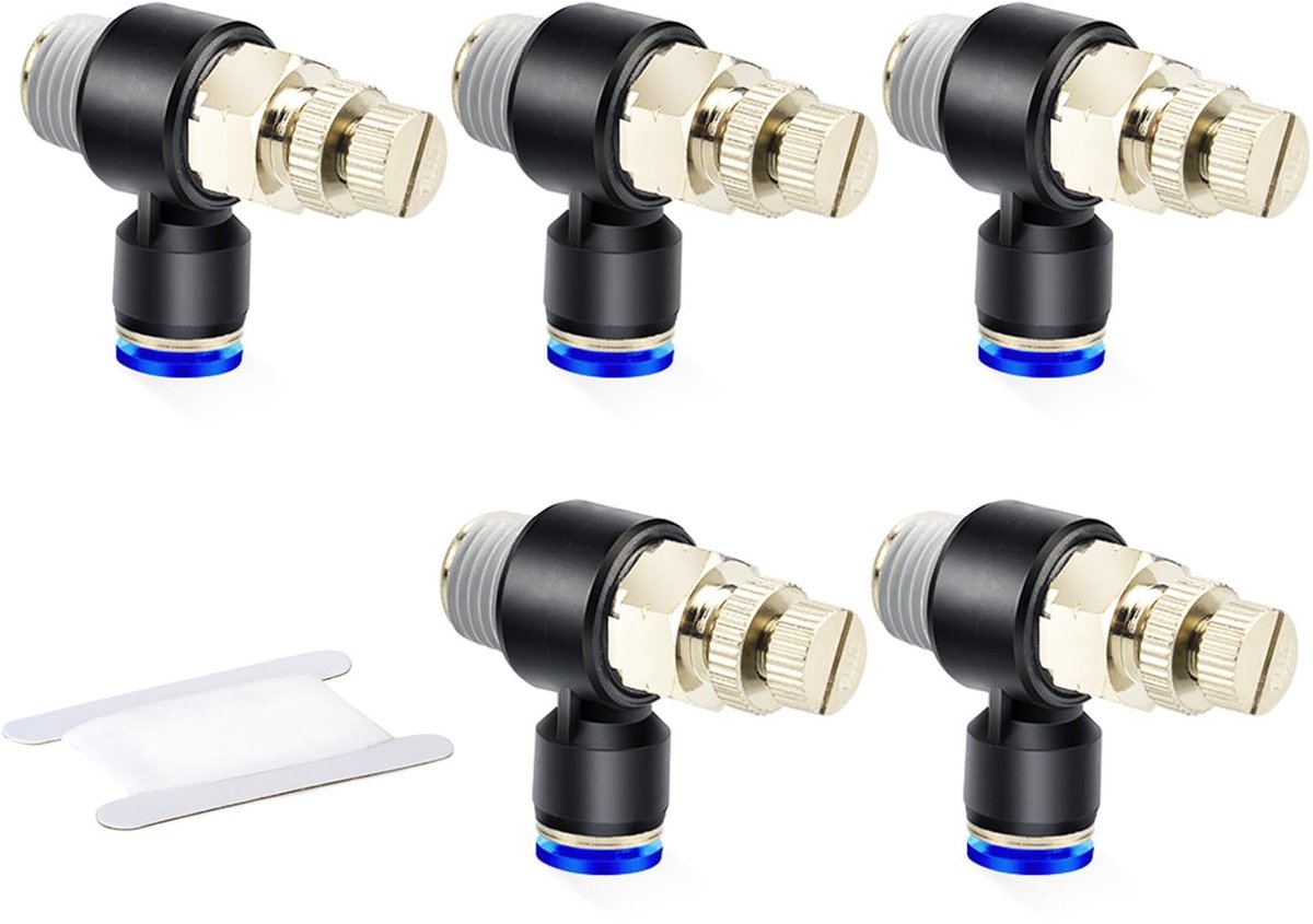 Dailygoods- Pneumatische Connector 5 Stuks - 8MM Buis OD - 1/4" BSP Mannetje - 90 Graden Elleboog - Push to Connect - Duurzaam Kunststof - Luchtconnector