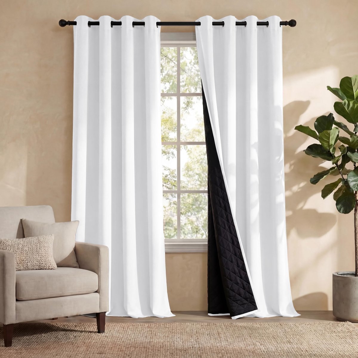 Dailygoods- Verduisterende Gordijn Dubbellaags - Hitte- en Koudisolerend - 2 Stuks - 240 cm Hoog x 140 cm Breed - Met Ogen - Comfortabele Omgeving - Gordijnen