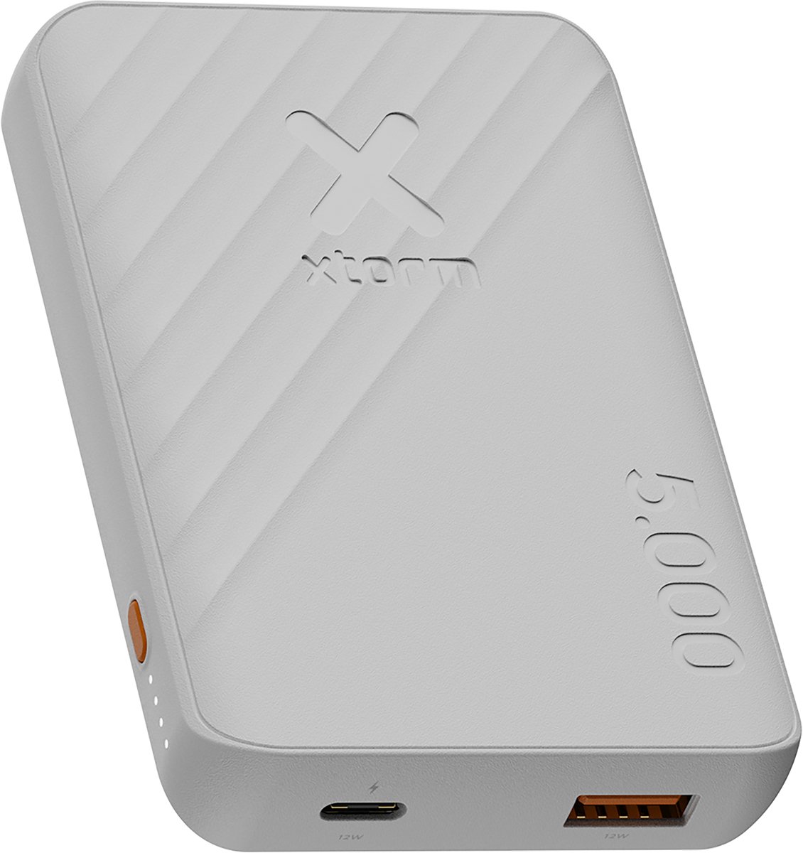 Xtorm Go2 Powerbank 5000 mAh – Dubbele Poorten – Compacte Kleine Powerbank voor Telefoon – Ash White