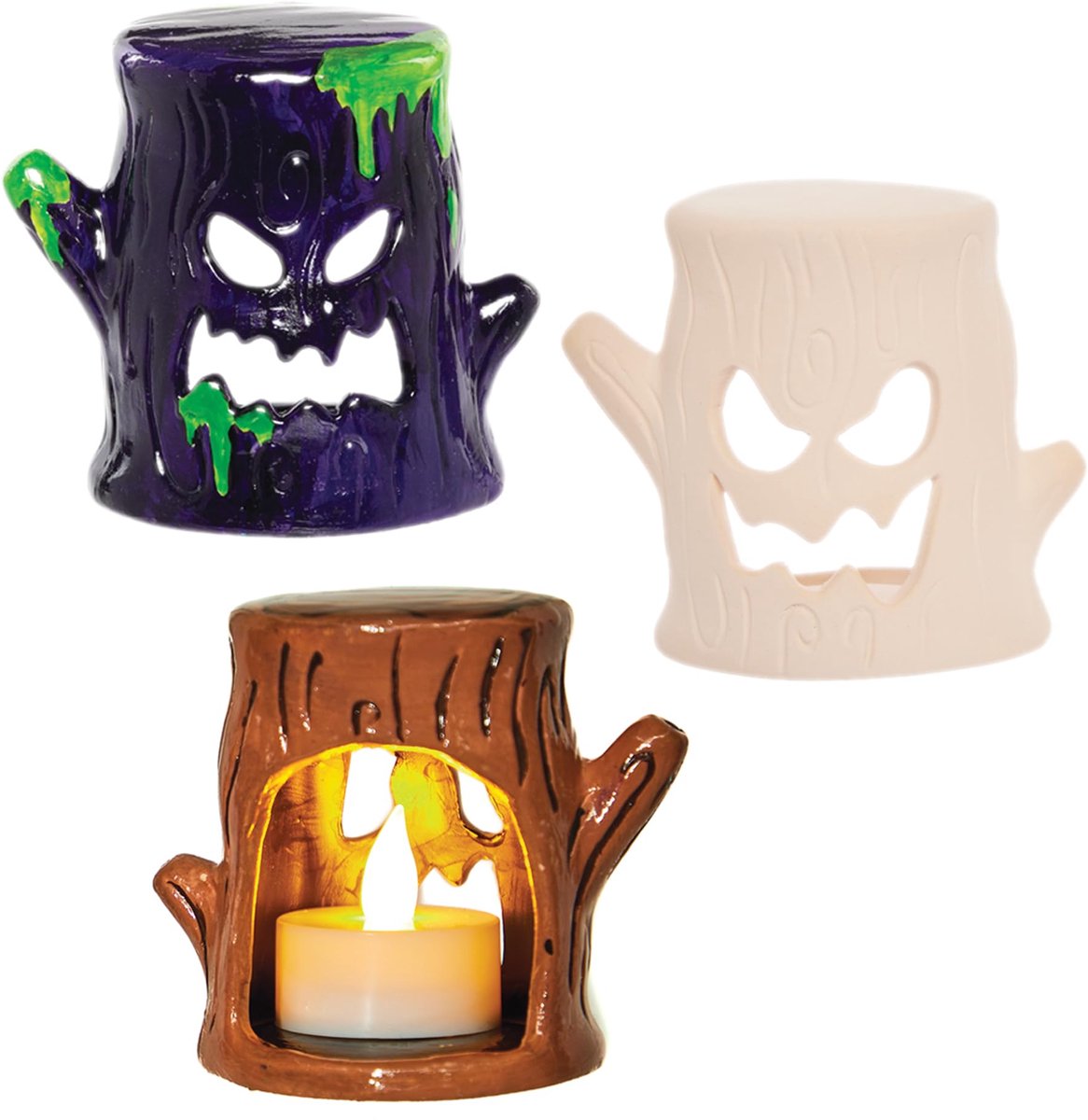 Ross FX641 Spooky Boom Keramische Theelichthouders - Doos van 3, Halloween Keramiek Knutselen voor Kinderen