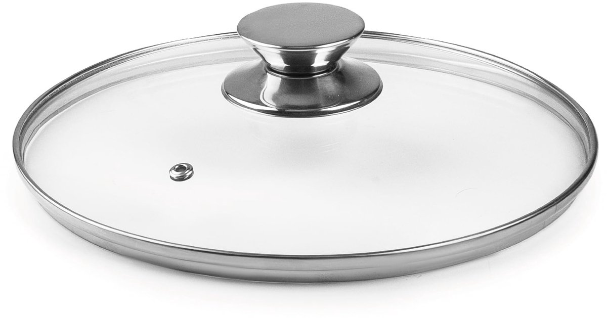 Glazen Deksel - Kookpan Deksel - Koken & Bakken - Met Stoomgaatje - 24 cm - Zilverkleurig