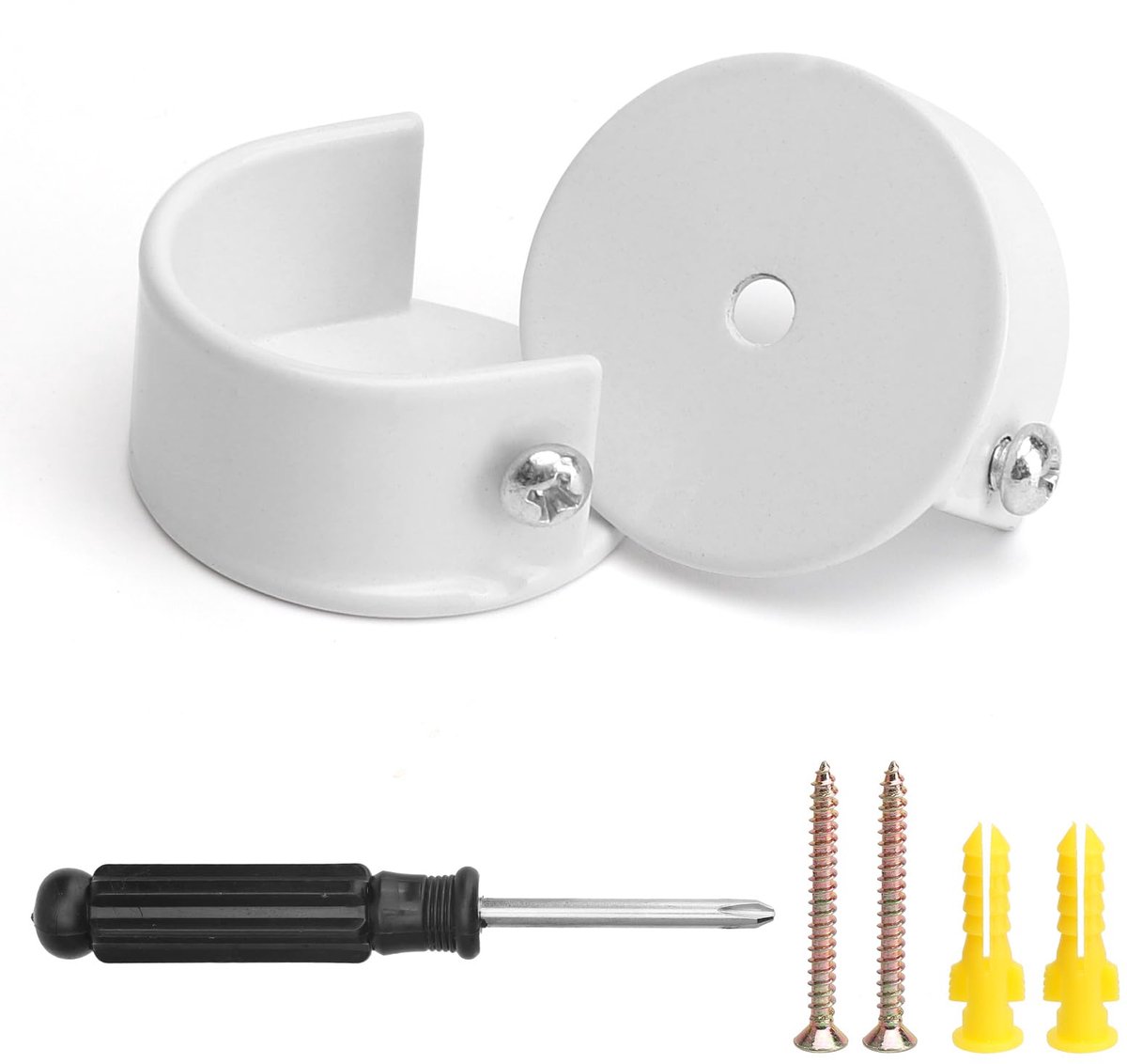 Gordijnroedehouders, 28 mm, gordijnroedehouder, metalen gordijnstanghouder, wandhouder, stanghouder voor gordijnen, badkamers, kasten met schroevendraaier, wit